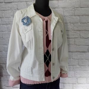 9 West American Vintage White Denim Jean Jacket